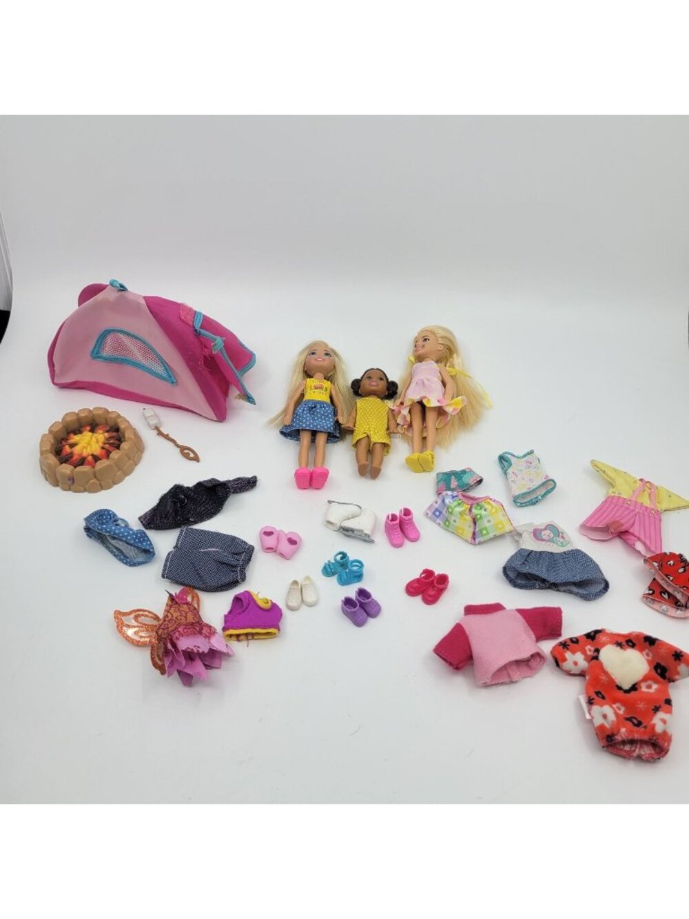 Barbie Chelsea Doll Lot - Clothes, Shoes, Tent Playset Accessories